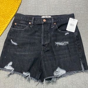Free People Black Denim Shorts